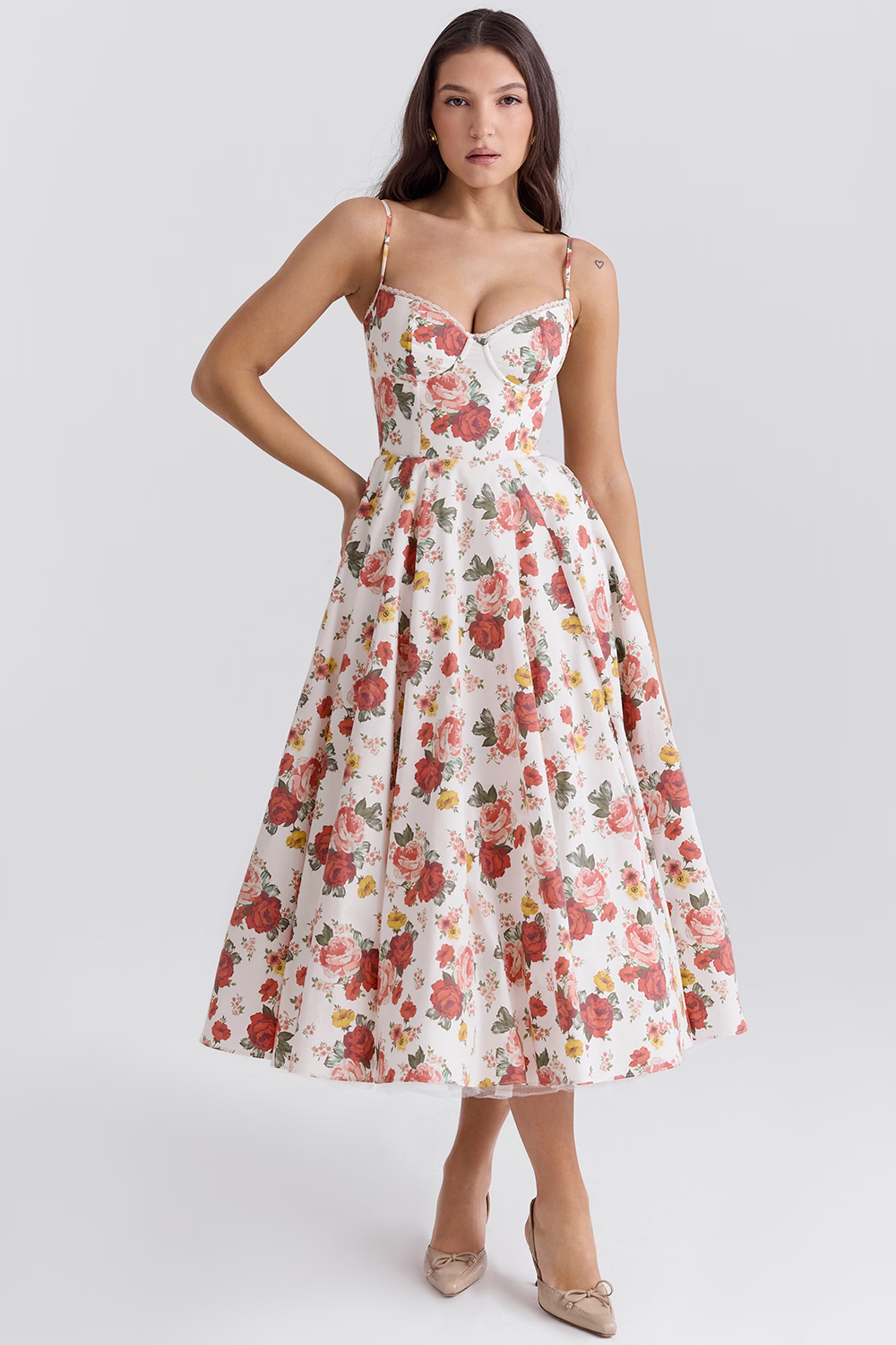 ELIORA | Elegantes Midi-Kleid mit Tüllrock