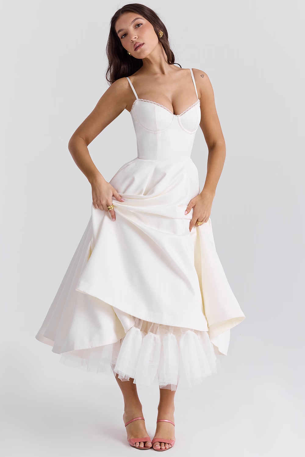 ELIORA | Elegantes Midi-Kleid mit Tüllrock