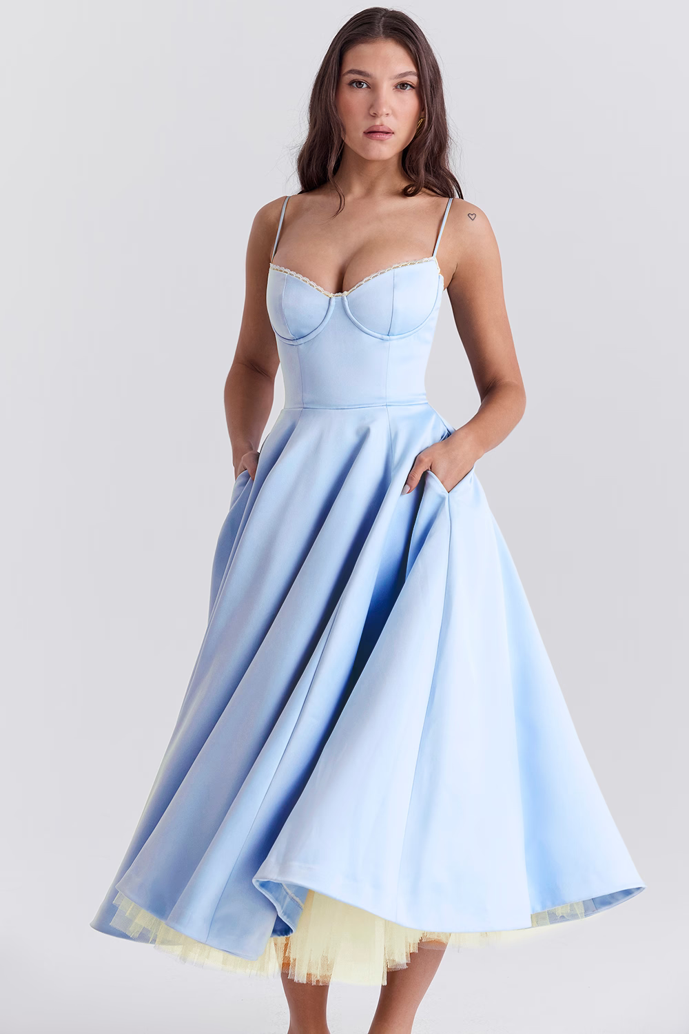 ELIORA | Elegantes Midi-Kleid mit Tüllrock
