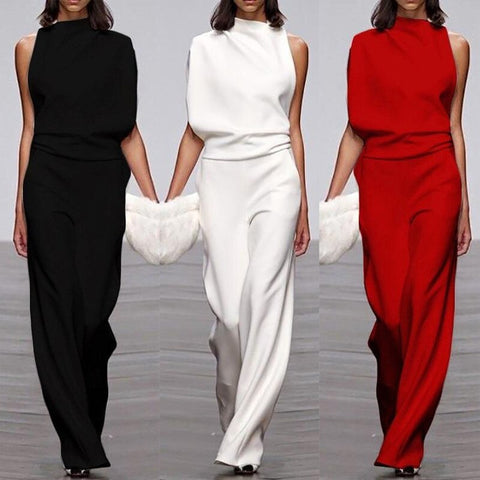Loreva | Asymmetrischer Jumpsuit mit Hohem Kragen und Freiem Schulter