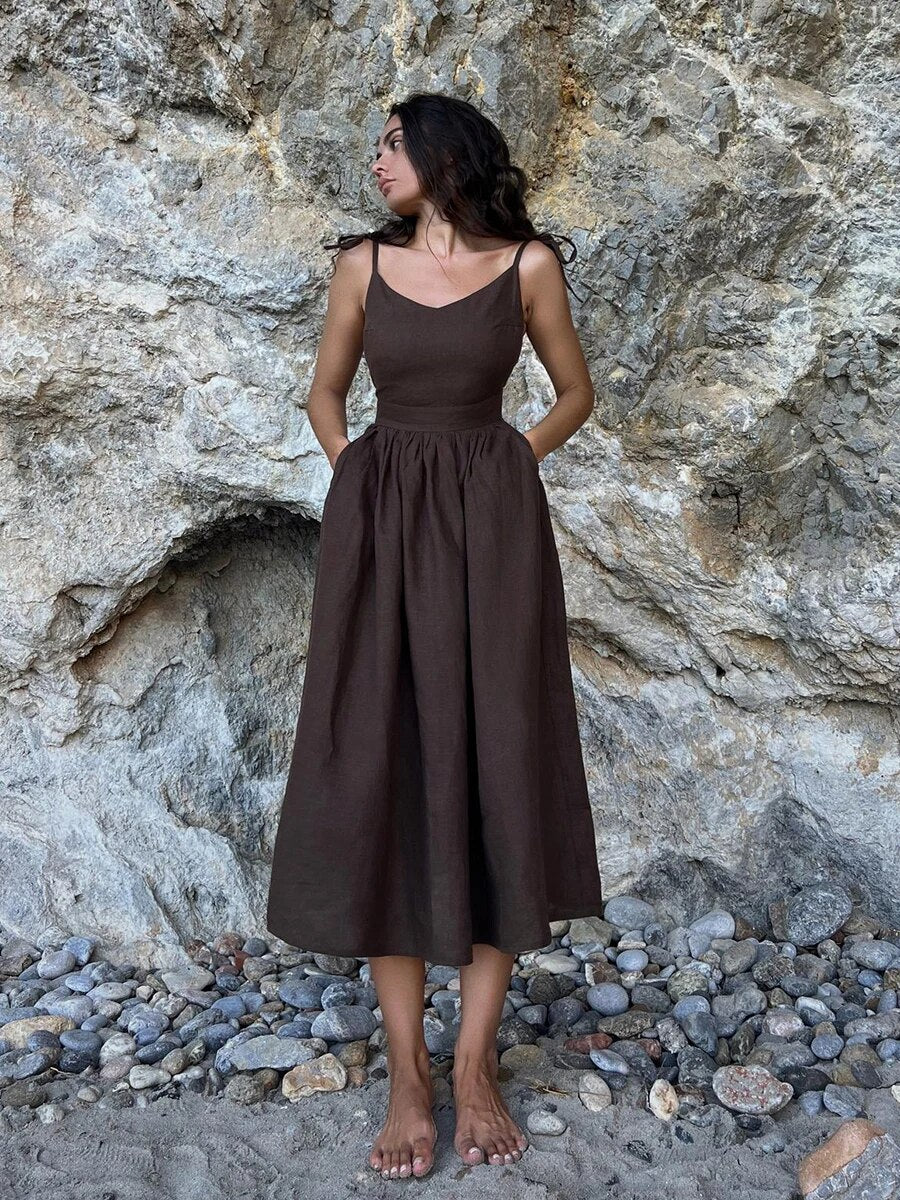 ZAILA | Elegantes Leinen Sommerkleid mit Fit & Flare Schnitt