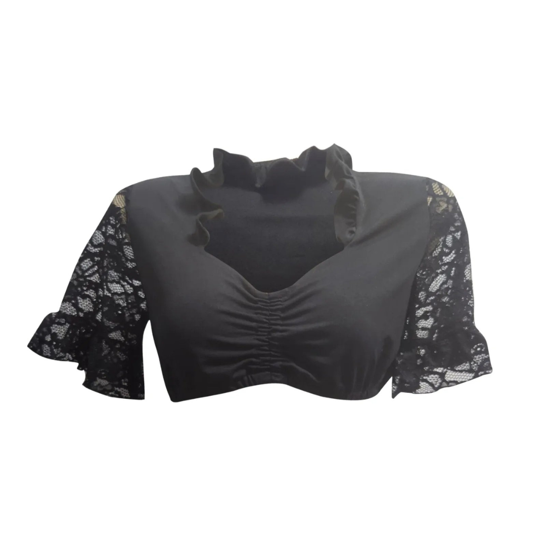 Schwarz-weiße Damen Dirndlbluse – Tradition trifft moderne Eleganz