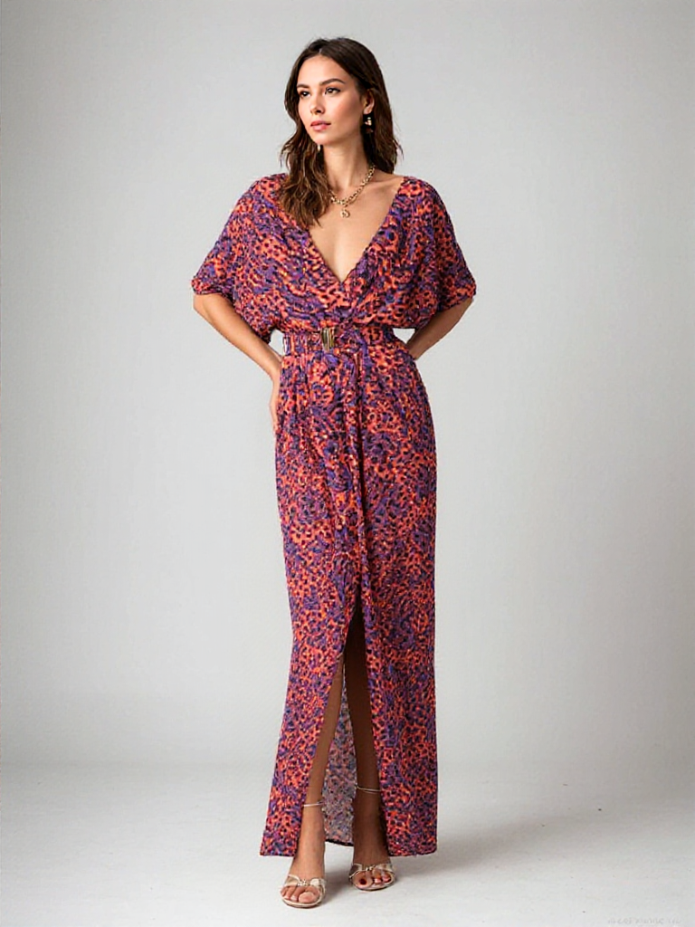 Soléava | Sommer Maxi Kleid mit Wickel und Hohem Schlitz