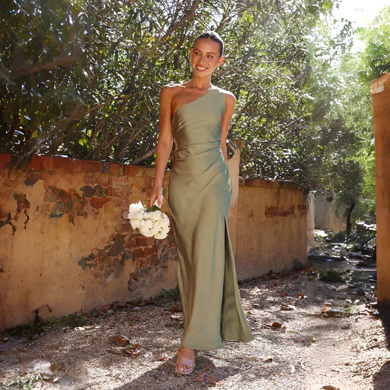 Avenelle | Asymmetrisches Ein-Schulter Abendkleid mit Satin-Glanz