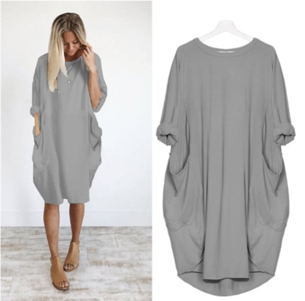 Damen Sommerkleid Mit Lockerer Passform Und Rundhalsausschnitt | Midi