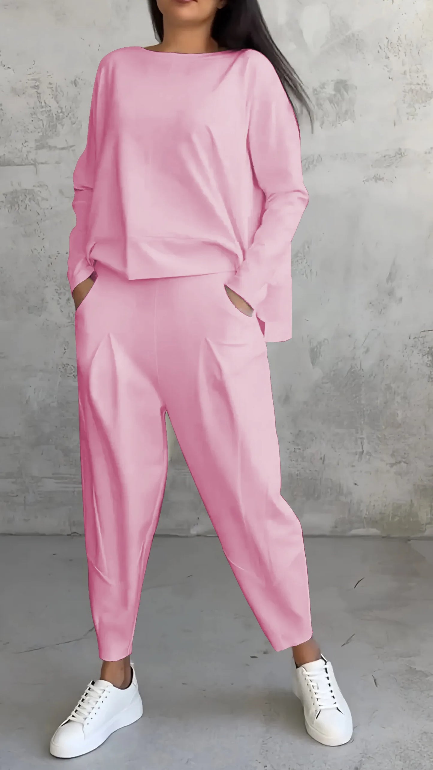 Alessandra | Damen Zweiteiliges Set mit Langarm Oberteil & Harem Hose | Lässig & Bequem