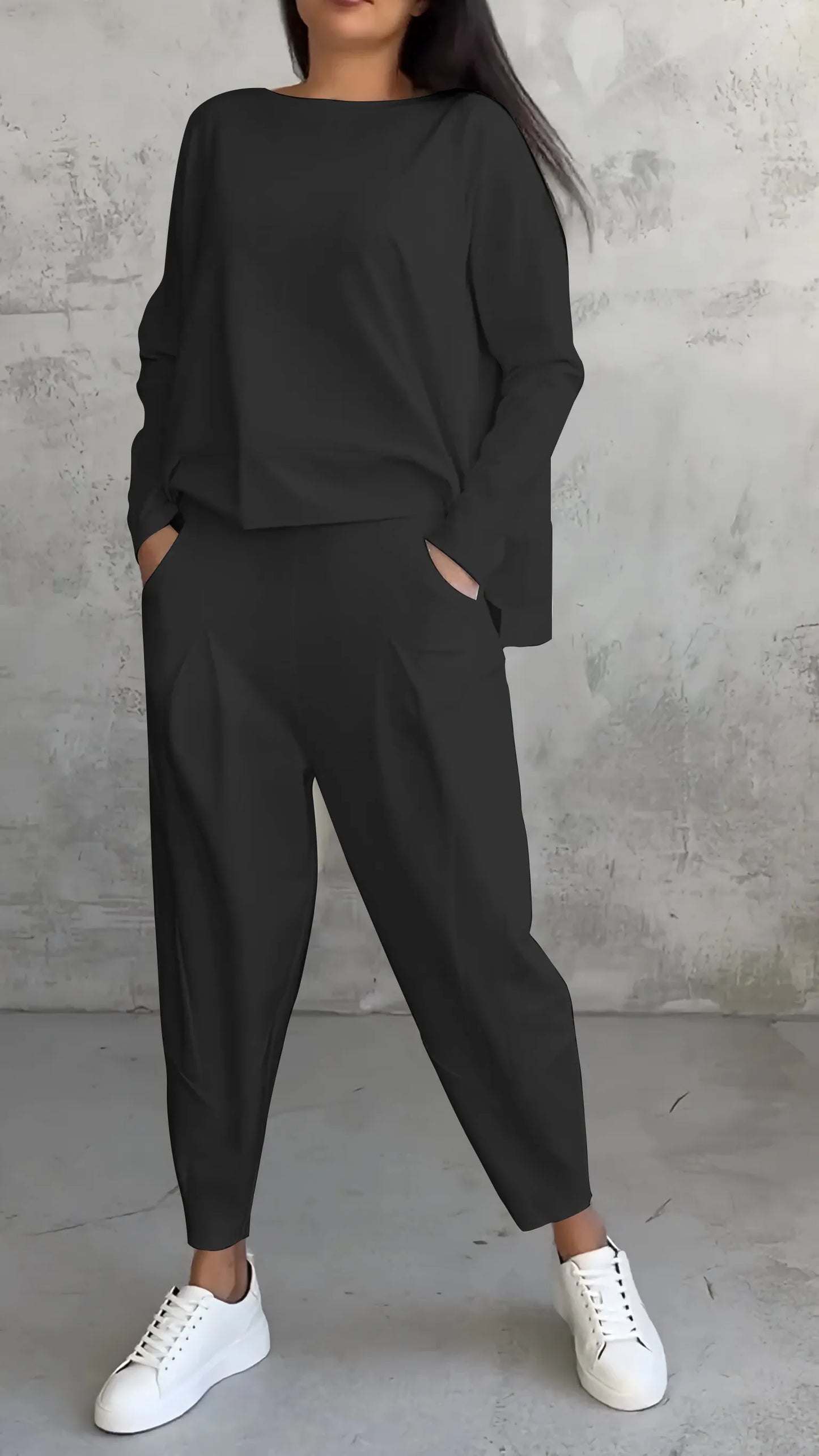 Alessandra | Damen Zweiteiliges Set mit Langarm Oberteil & Harem Hose | Lässig & Bequem