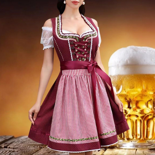 Damen Rot Oktoberfest Dirndl Kleid