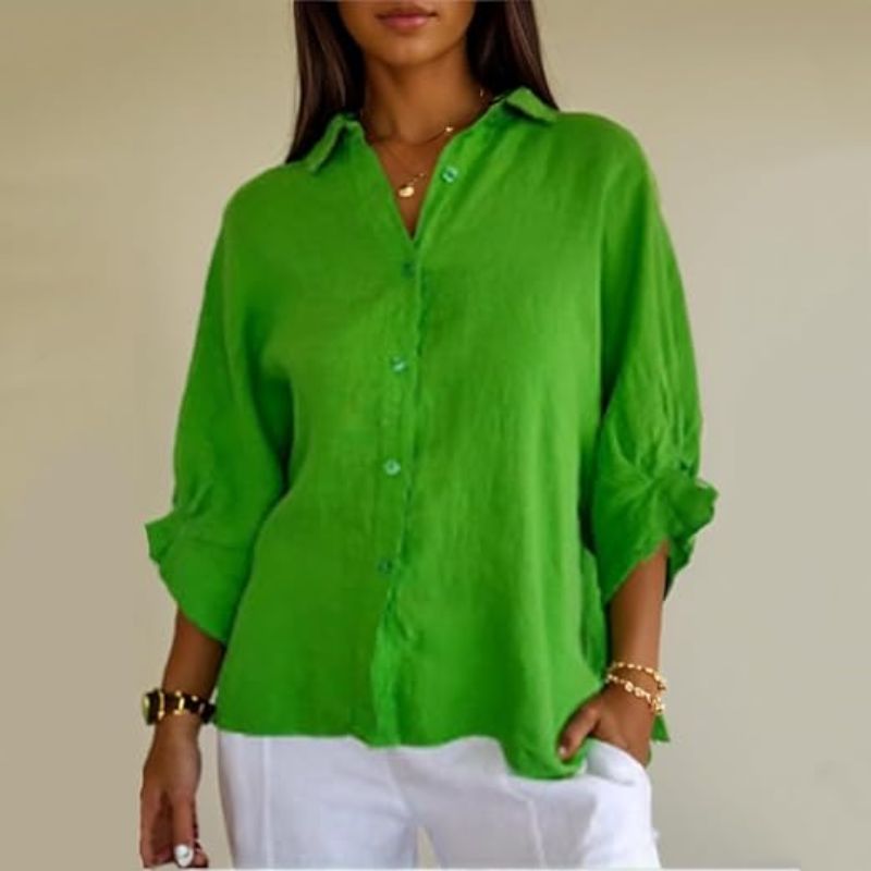 Damen Sommer Button Down Hemd | Langarm