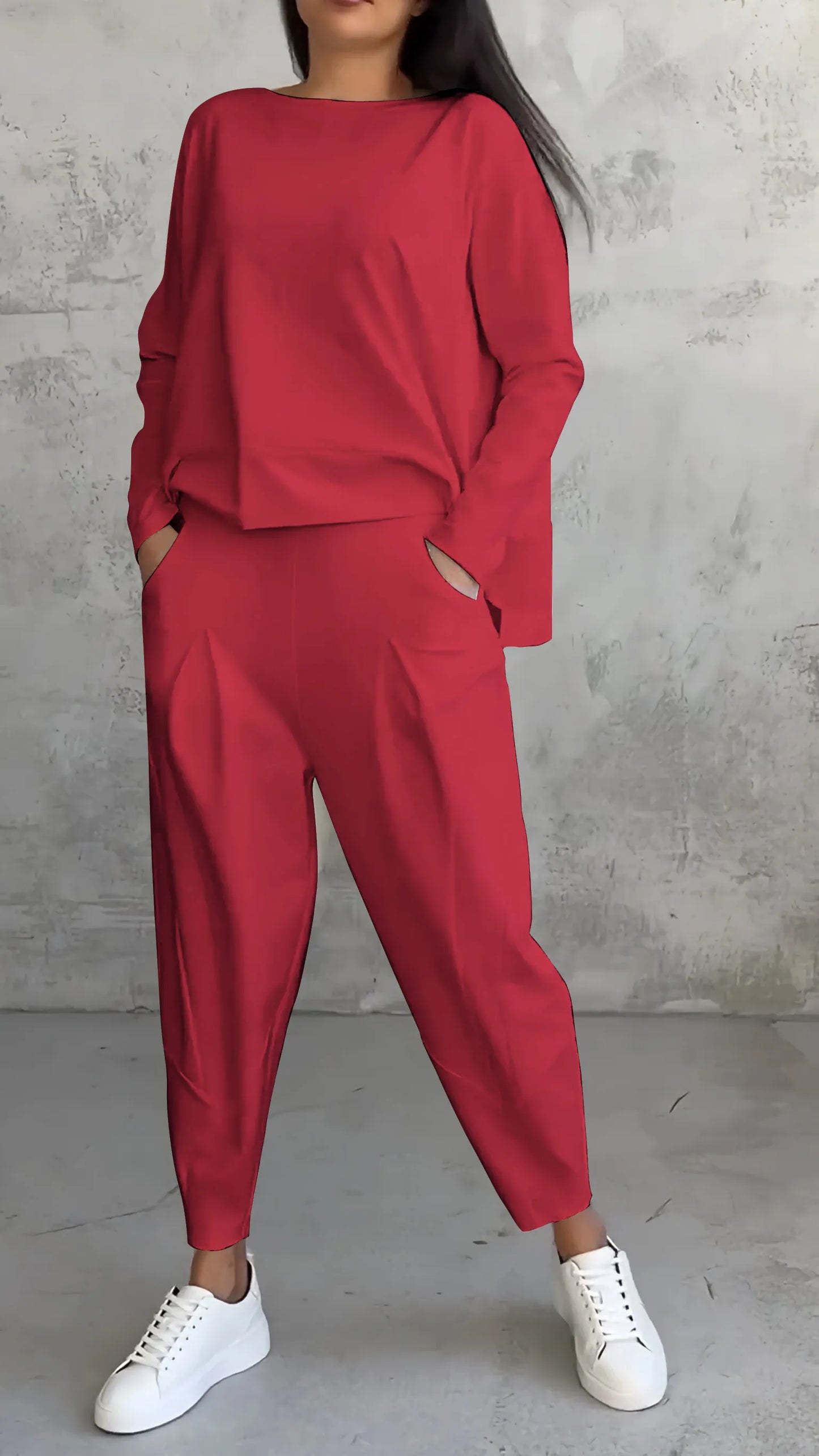 Alessandra | Damen Zweiteiliges Set mit Langarm Oberteil & Harem Hose | Lässig & Bequem