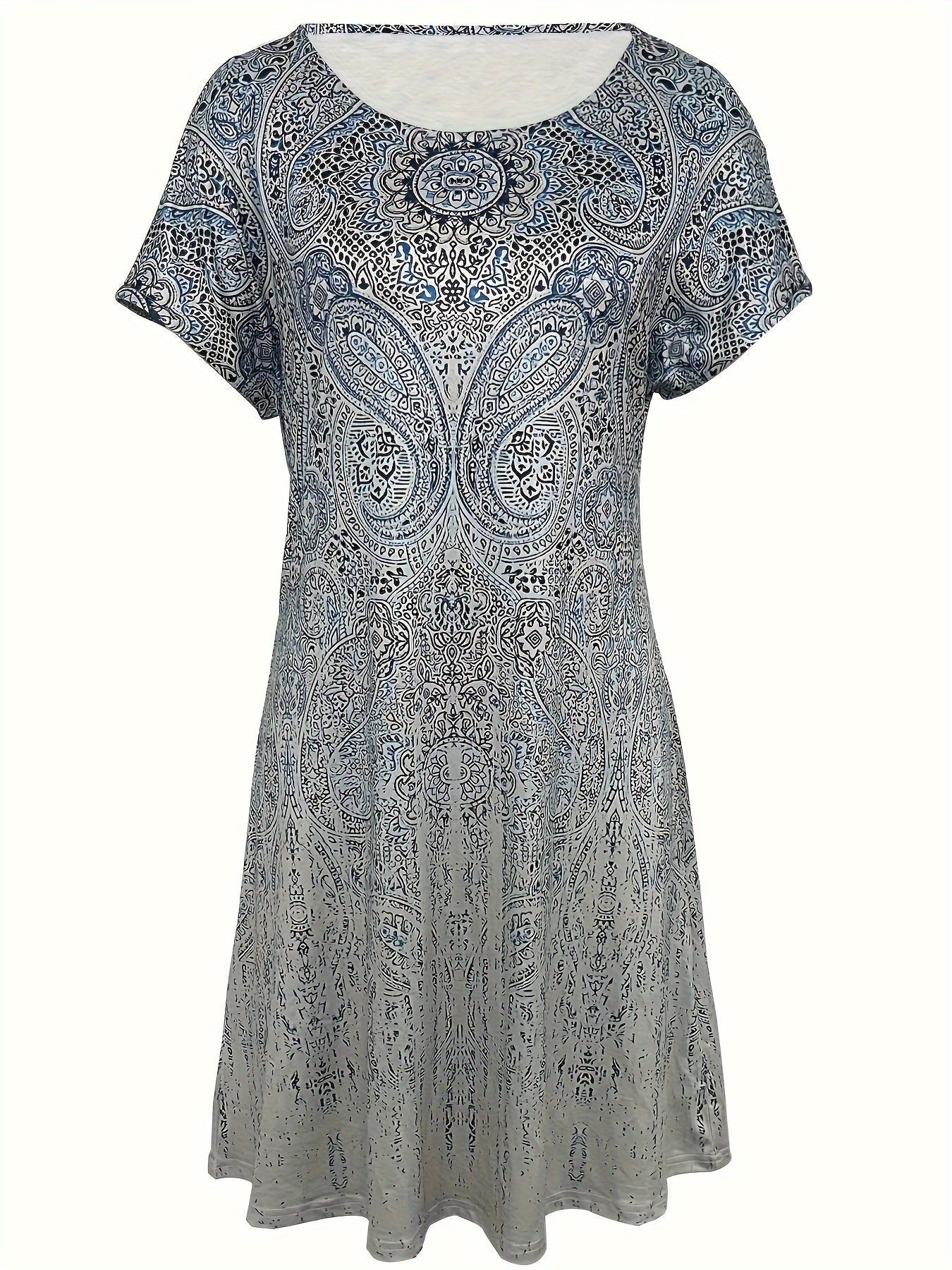 Sommerkleid Mit Rundhalsausschnitt Und Kurzen Ärmeln Für Damen | Mini