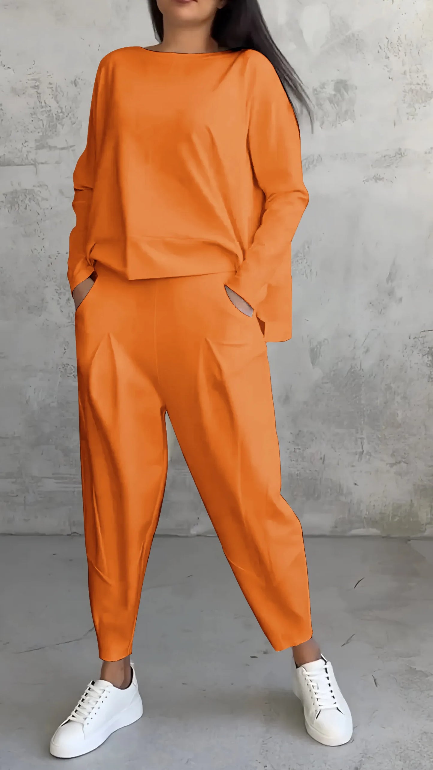 Alessandra | Damen Zweiteiliges Set mit Langarm Oberteil & Harem Hose | Lässig & Bequem