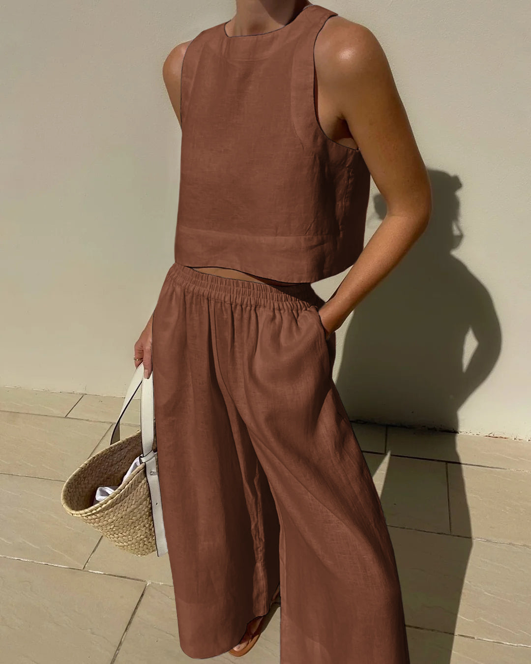 Damen Minimalistisch Leichtes Zweiteiliges Set | Sommer Outfit
