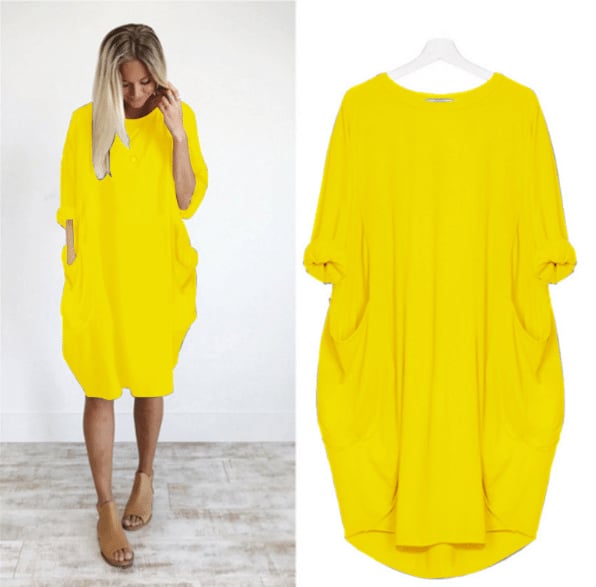 Damen Sommerkleid Mit Lockerer Passform Und Rundhalsausschnitt | Midi