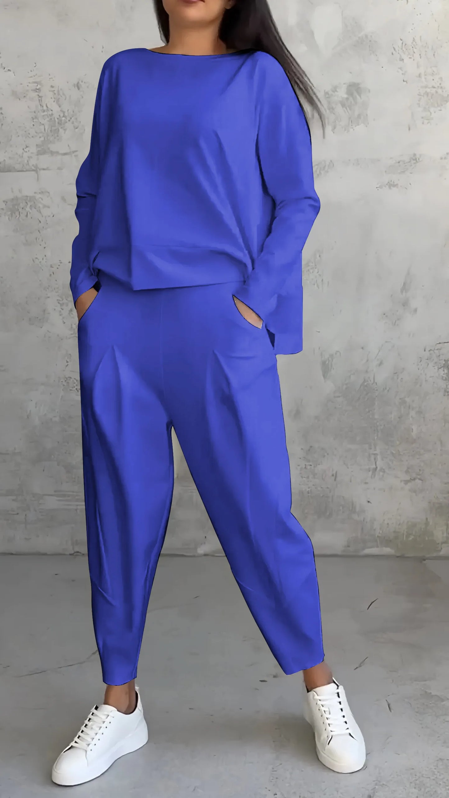 Alessandra | Damen Zweiteiliges Set mit Langarm Oberteil & Harem Hose | Lässig & Bequem