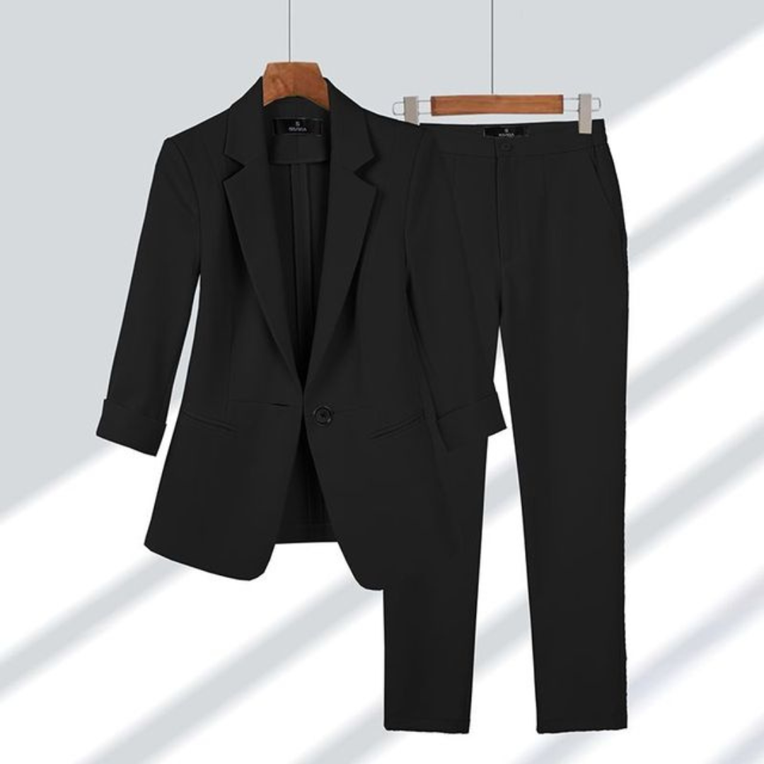 Rosalinda | Damen Zweiteiliges Büro Set mit Blazer & Hose | Formeller Business Look