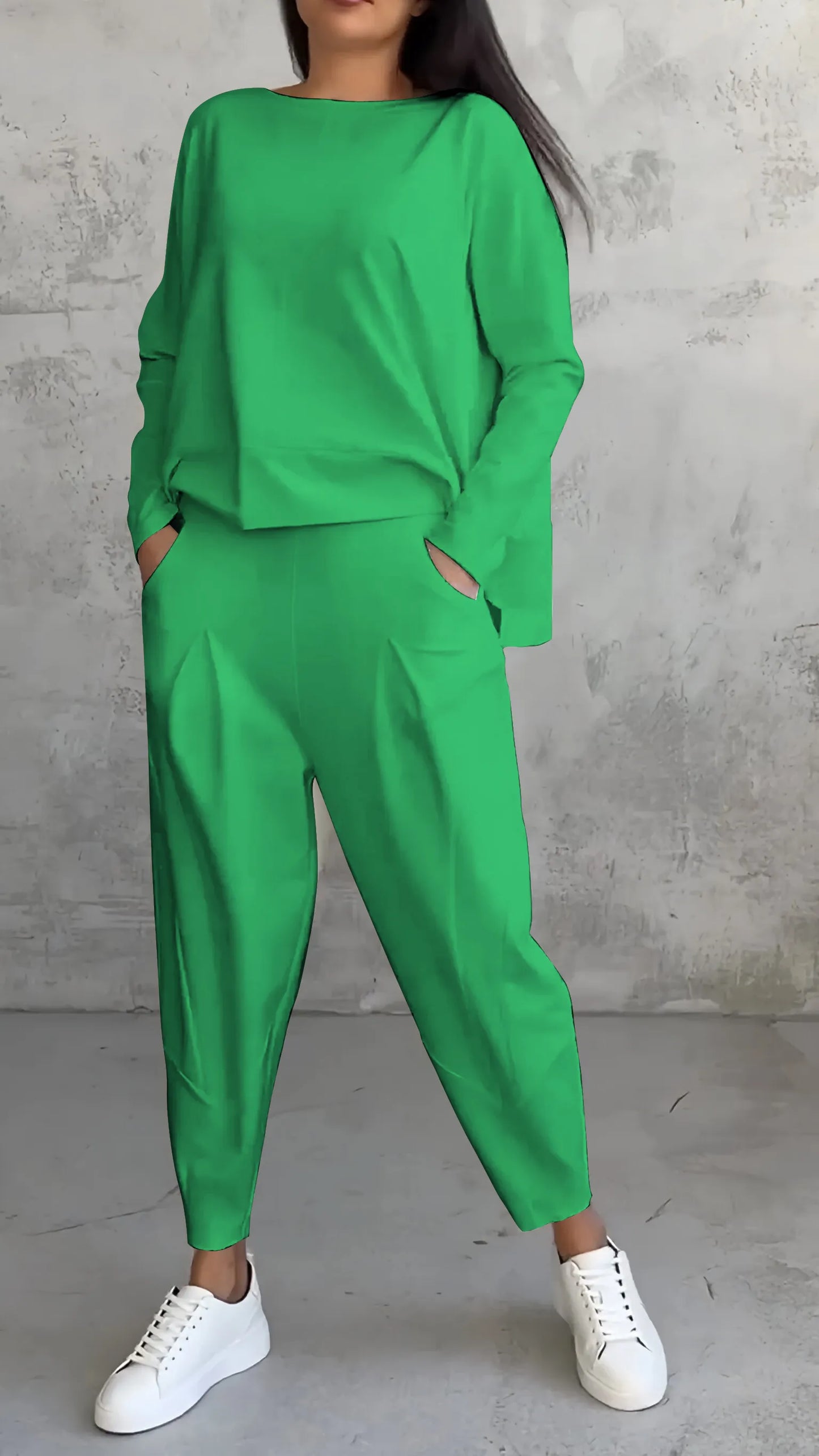 Alessandra | Damen Zweiteiliges Set mit Langarm Oberteil & Harem Hose | Lässig & Bequem