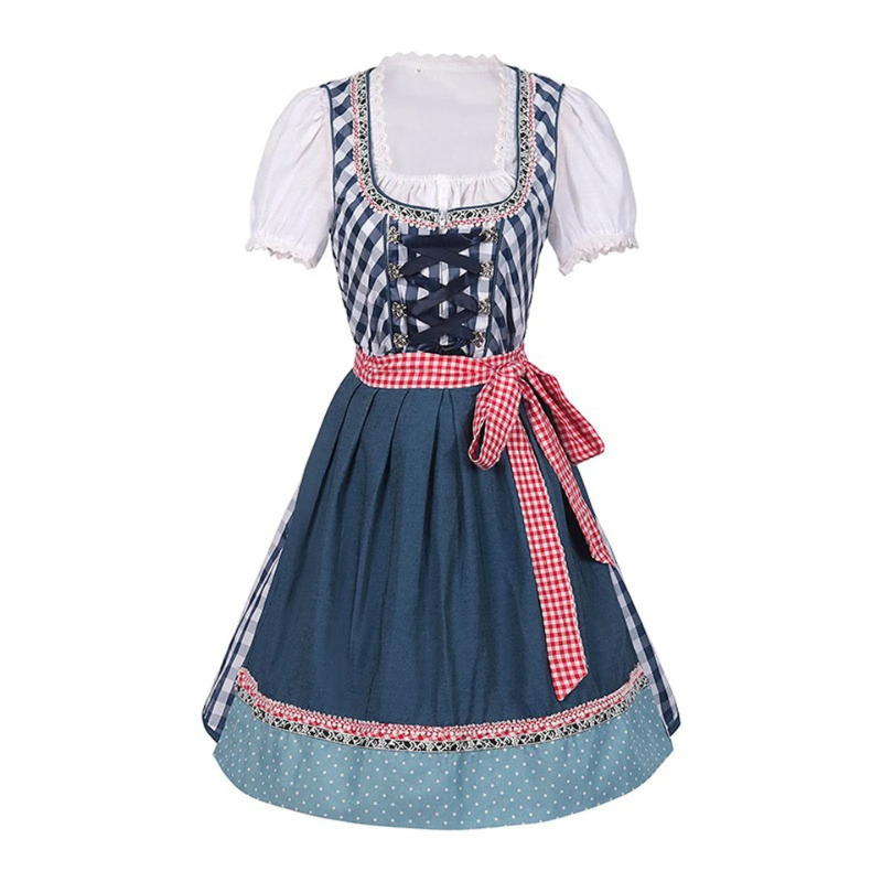 Damen Dirndlkleid in Blau – Klassisches Oktoberfest Outfit Elegant & Feminin