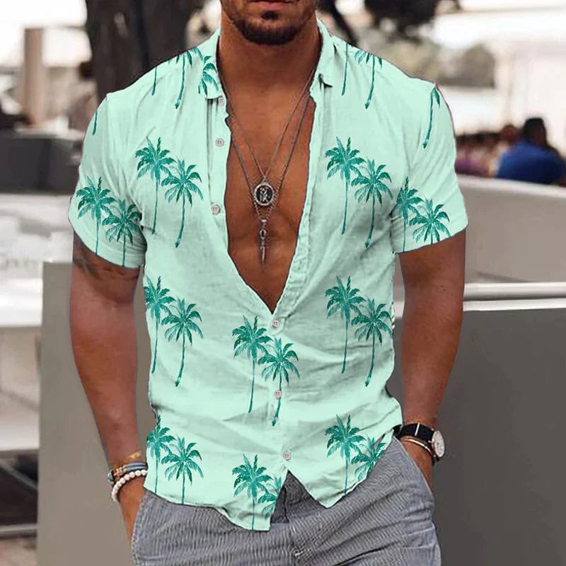 Herren Sommerhemd mit Hawaii-Print – Lässig, farbenfroh & perfekt für warme Tage