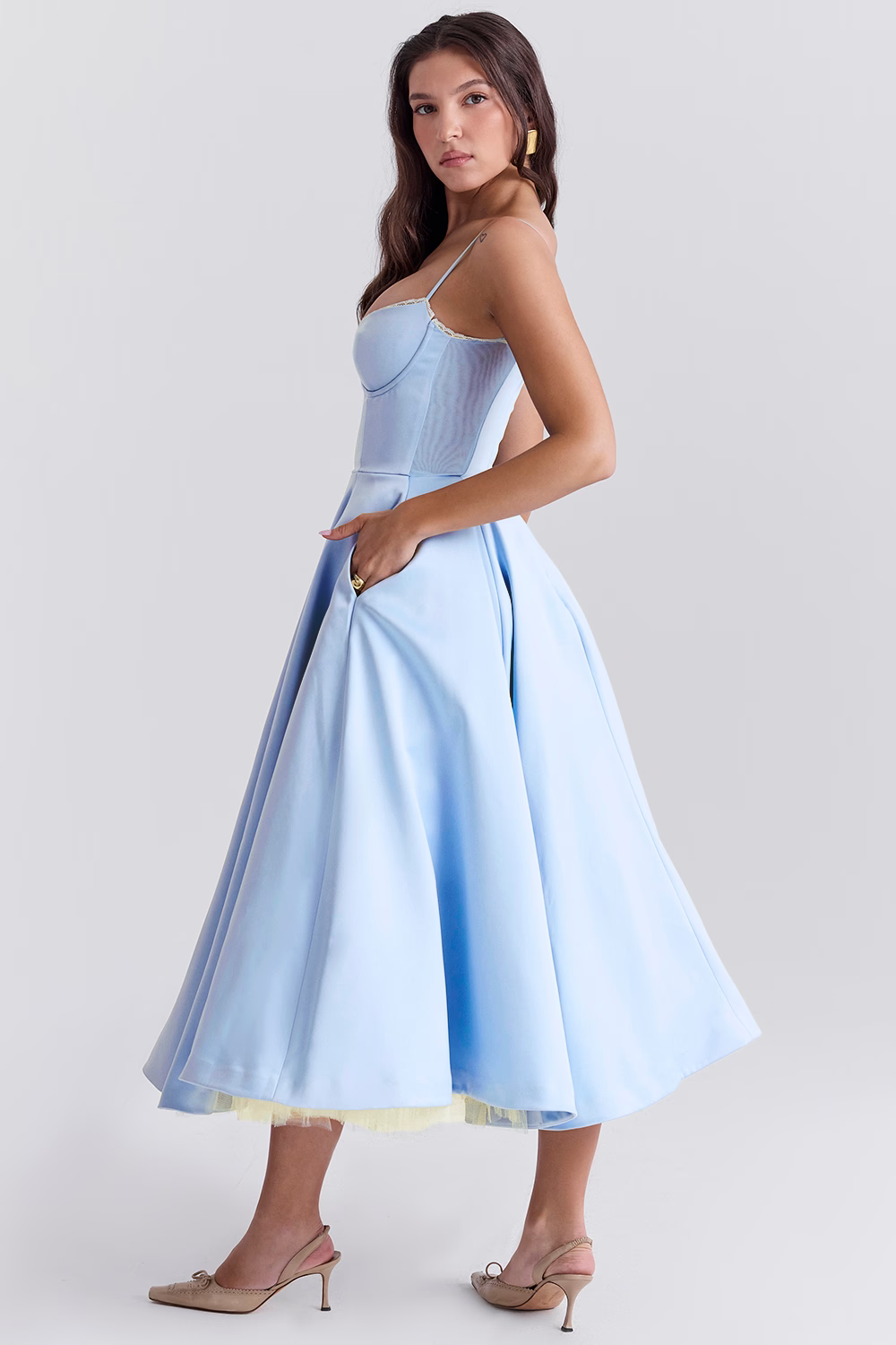 ELIORA | Elegantes Midi-Kleid mit Tüllrock
