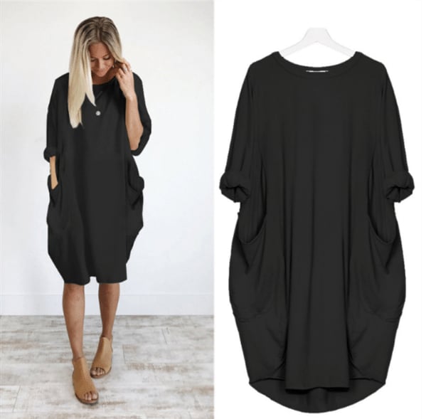 Damen Sommerkleid Mit Lockerer Passform Und Rundhalsausschnitt | Midi