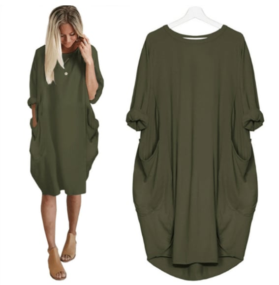 Damen Sommerkleid Mit Lockerer Passform Und Rundhalsausschnitt | Midi