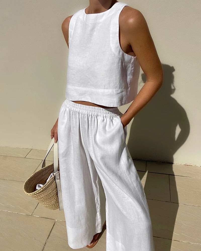 Damen Minimalistisch Leichtes Zweiteiliges Set | Sommer Outfit