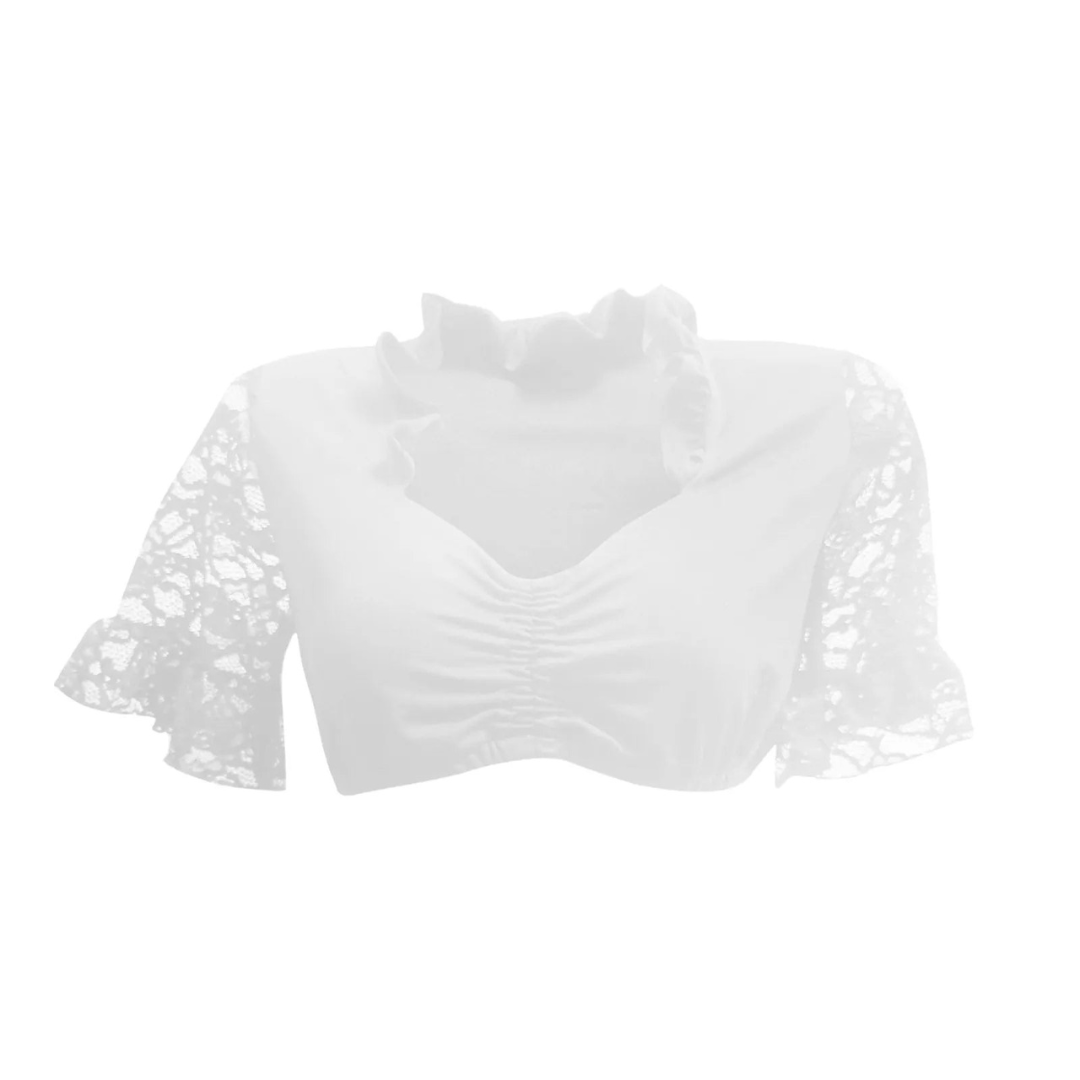 Schwarz-weiße Damen Dirndlbluse – Tradition trifft moderne Eleganz