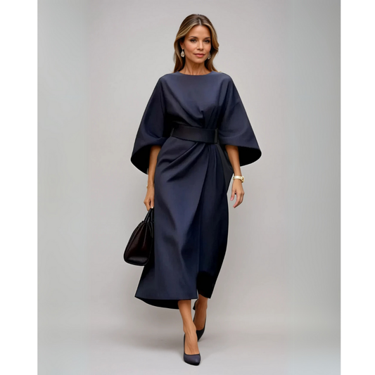 Maelina | Midi-Kleid mit Laternenärmeln und elegantem Taillengürtel