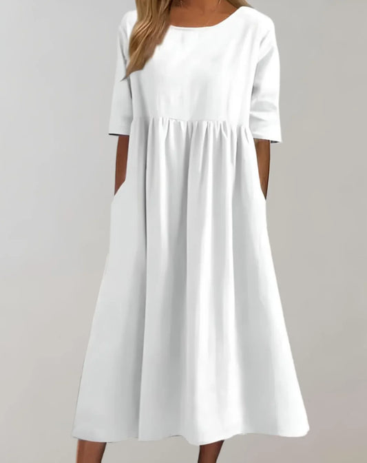 Nalira | Locker sitzendes Baumwollkleid mit Taillenraffung