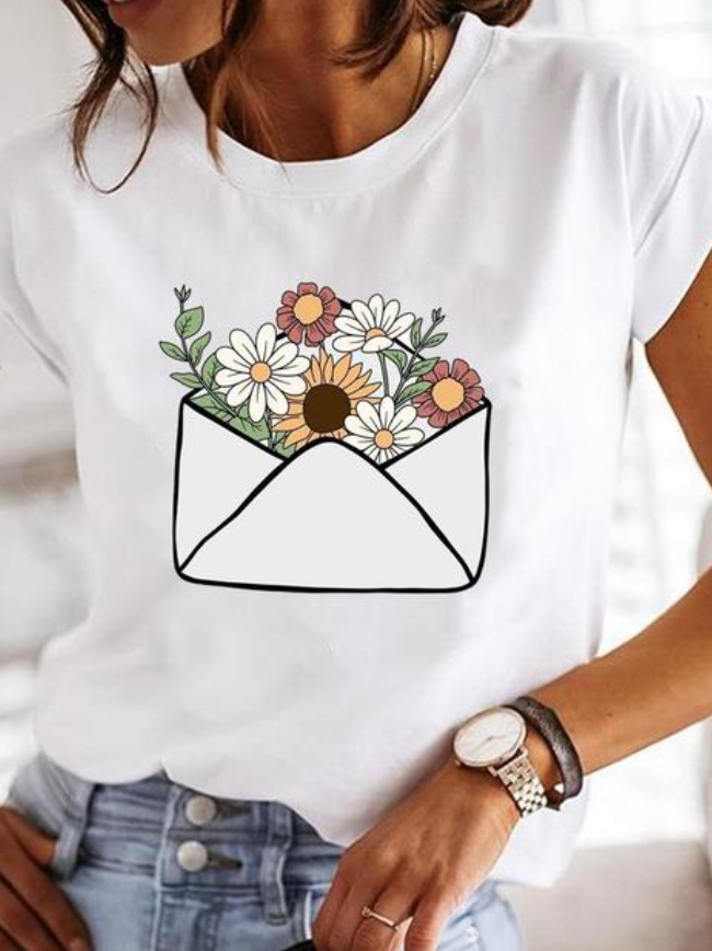 Kurzärmliges Weißes Damen T Shirt | Sommer