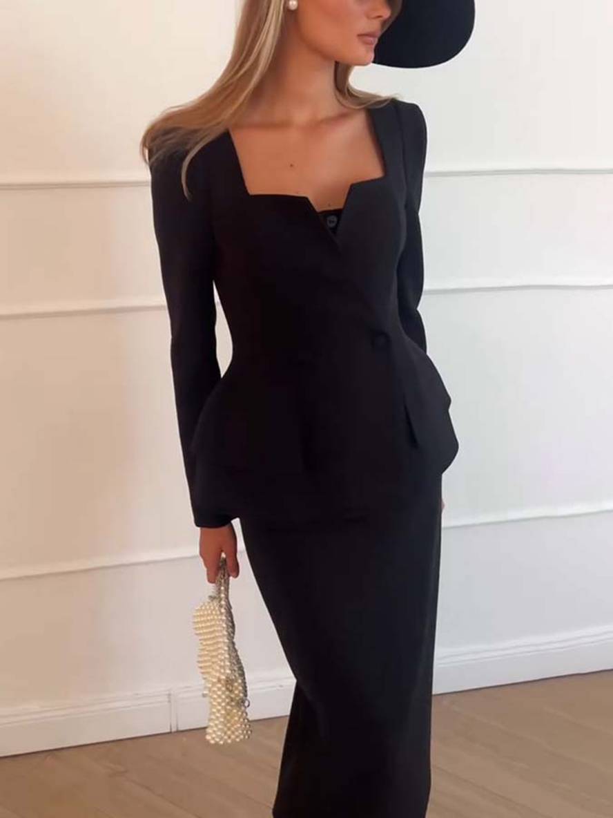 VALÉRIA | Elegantes zweiteiliges Büro-Outfit mit Blazer und Rock