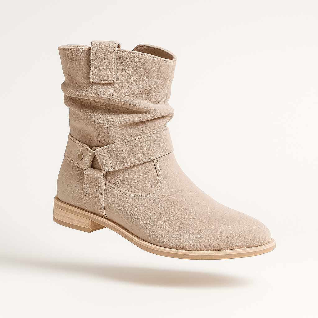 Elvysa | Wildleder Stiefeletten mit Niedrigem Absatz und Weichem Schaft