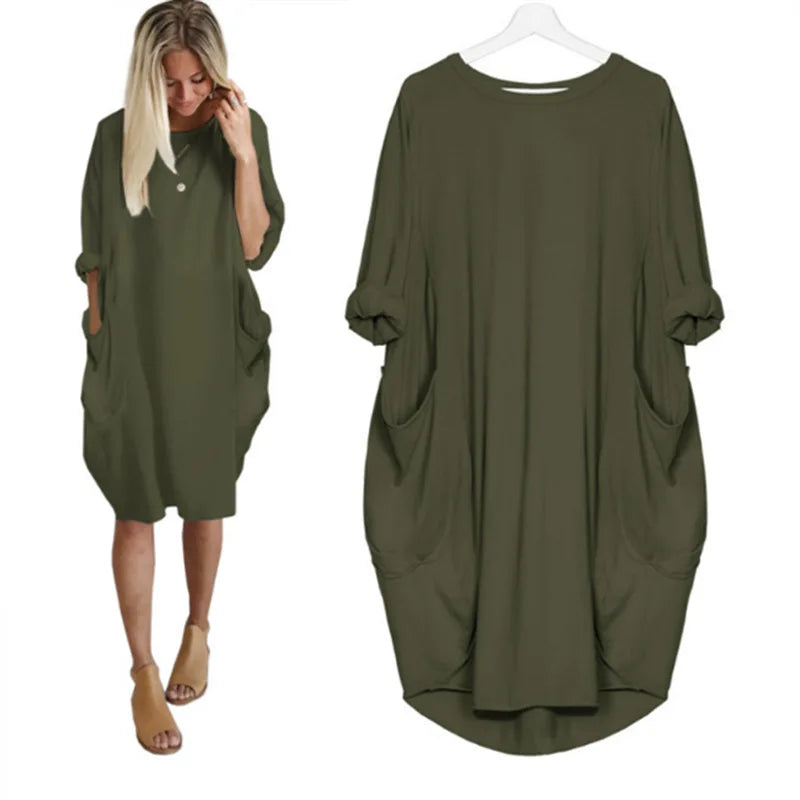 Solena | Luftige Oversized Kleid mit Taschen-Details