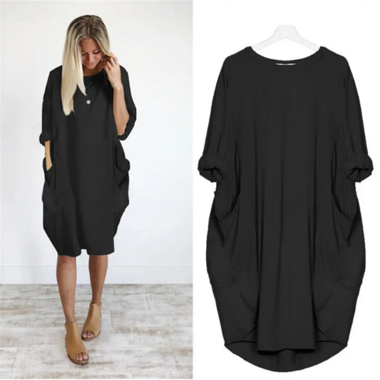 Solena | Luftige Oversized Kleid mit Taschen-Details