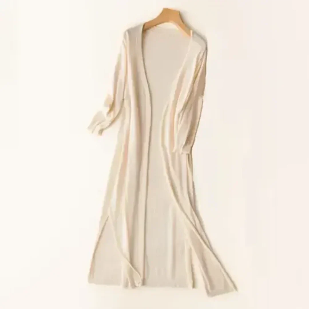 Damen Lange Leichte Elegante Strickjacke | Langarm & Fließend