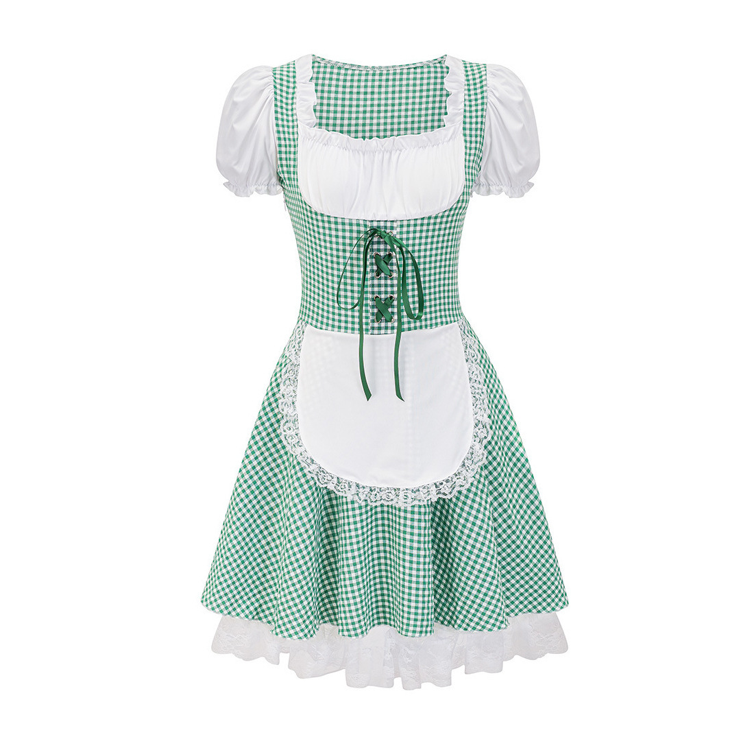 Damen Dirndl Kleid Schulterfrei Kariert – Traditionelles Oktoberfest Trachtenkleid mit Femininer Eleganz