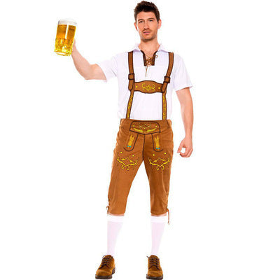 Herren Lederhosen mit Stickerei – Traditionelle Trachtenhose für Oktoberfest & Volksfeste