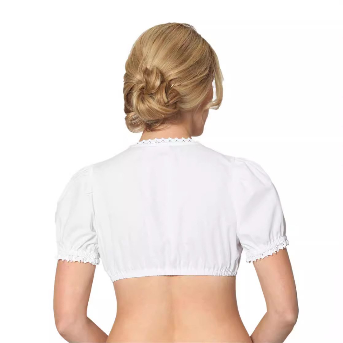 Weiße Damen Trachtenbluse fürs Oktoberfest – Modern & feminin im klassischen Stil