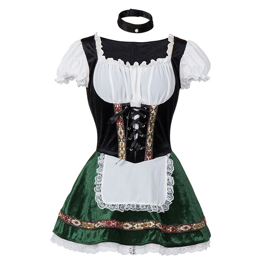 Damen Dirndl Kleid Mini Elegant – Traditionelles Oktoberfest Trachtenkleid mit Dekolleté & festlichen Farben