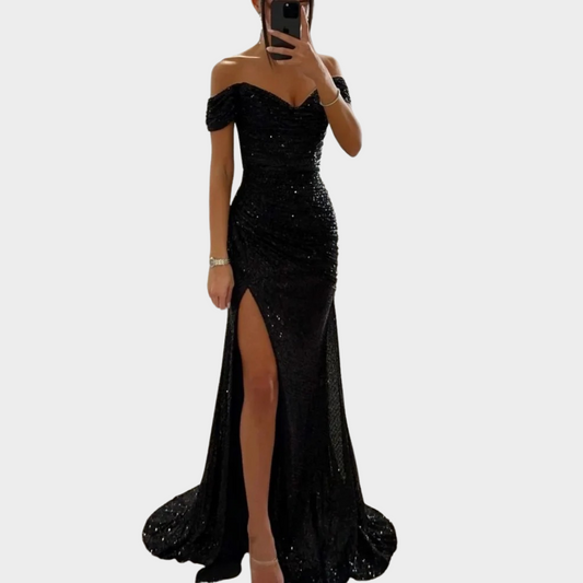 ISABELLE | Lange Abendkleid mit Schlitz für Hochzeitsgäste