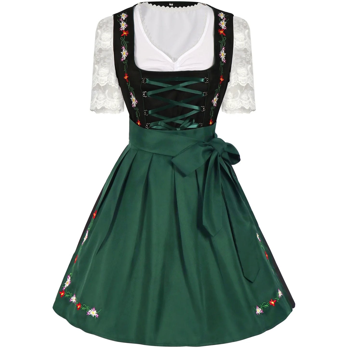 Damen Dirndlkleid Grün & Schwarz – Traditionelles Oktoberfest Outfit Elegant & Authentisch