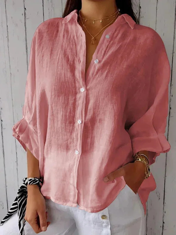 Damen Sommer Button Down Hemd | Langarm