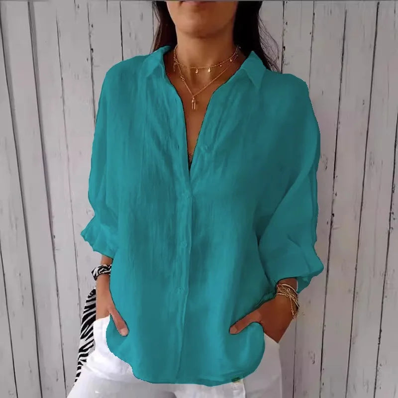 Damen Sommer Button Down Hemd | Langarm