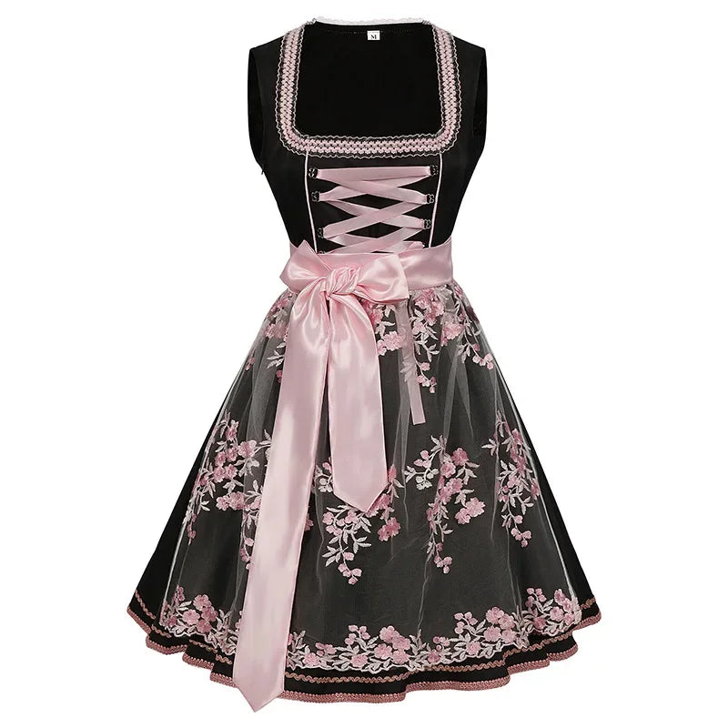 Damen Rosa Dirndlkleid Elegant – Oktoberfest Trachtenkleid für Festliche Anlässe