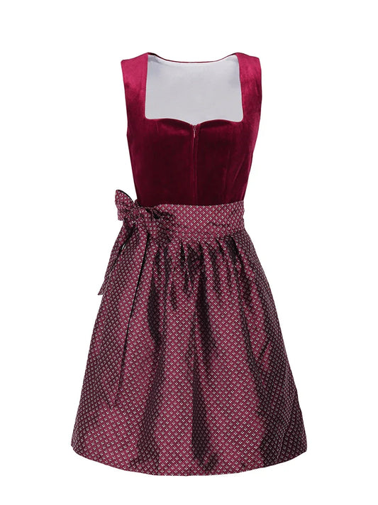 Damen Elegante Rot Oktoberfest Dirndl Kleid
