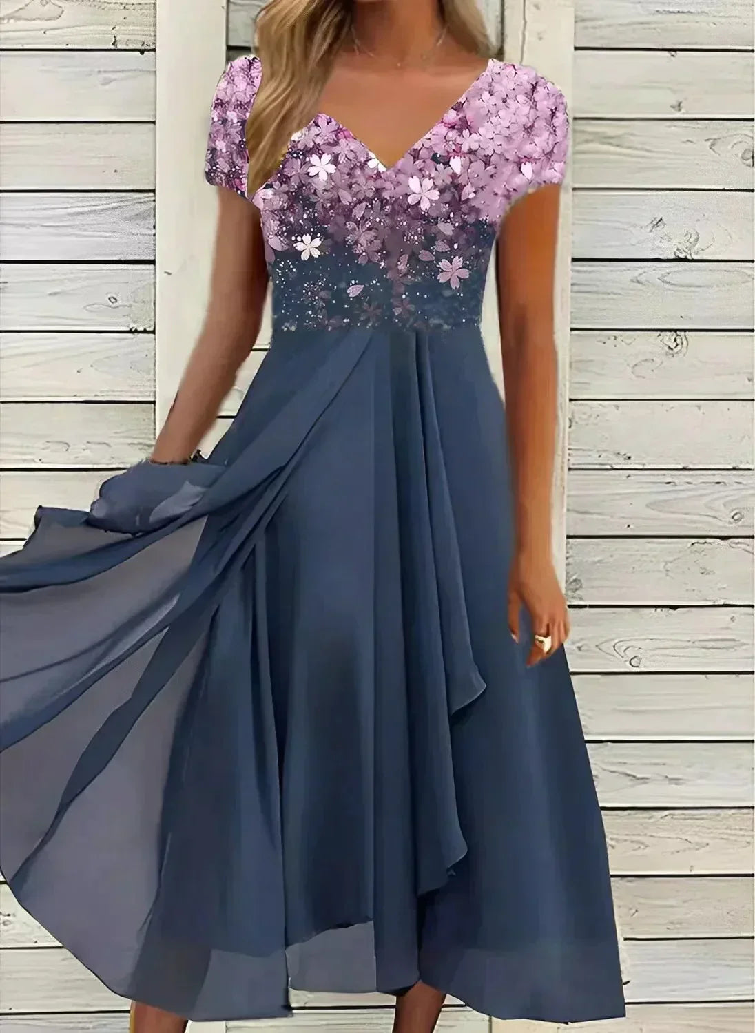 Elegantes Kleid Mit Blumendruck Für Damen | Midi & Femininer Stil Für Besondere Anlässe
