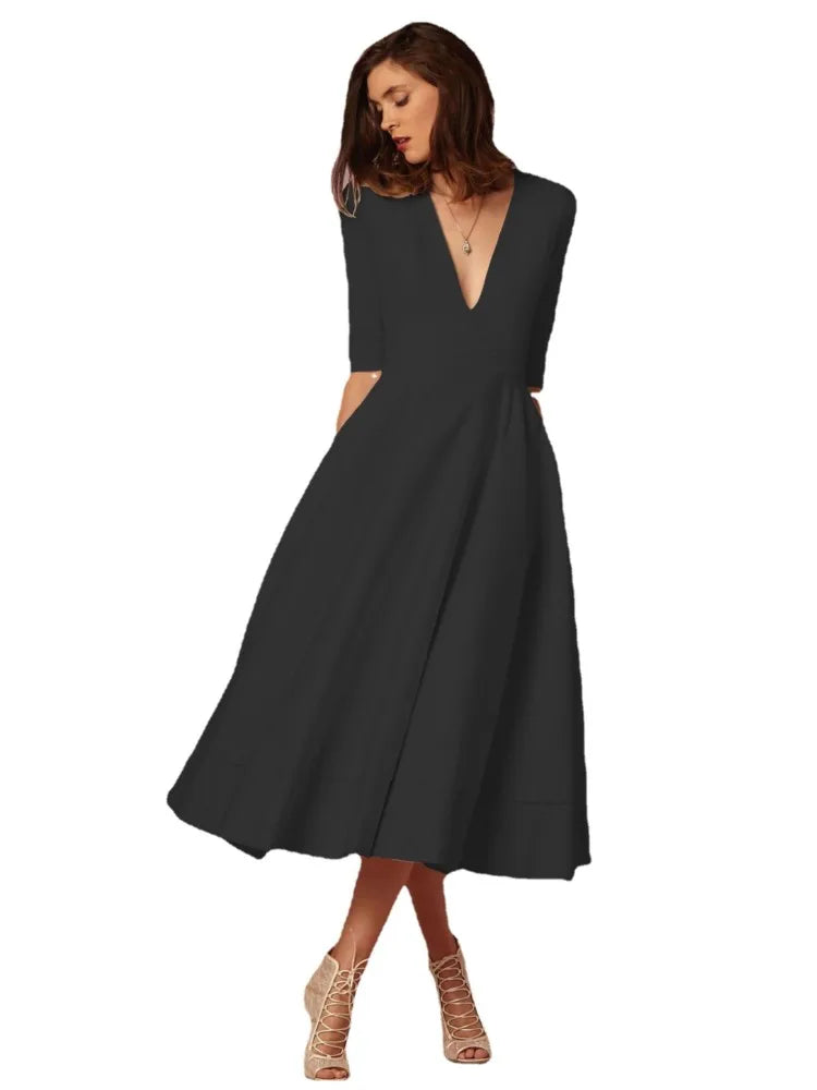 Elegantes Midi Abendkleid für Damen mit Ärmeln | Festlich & Figurbetont