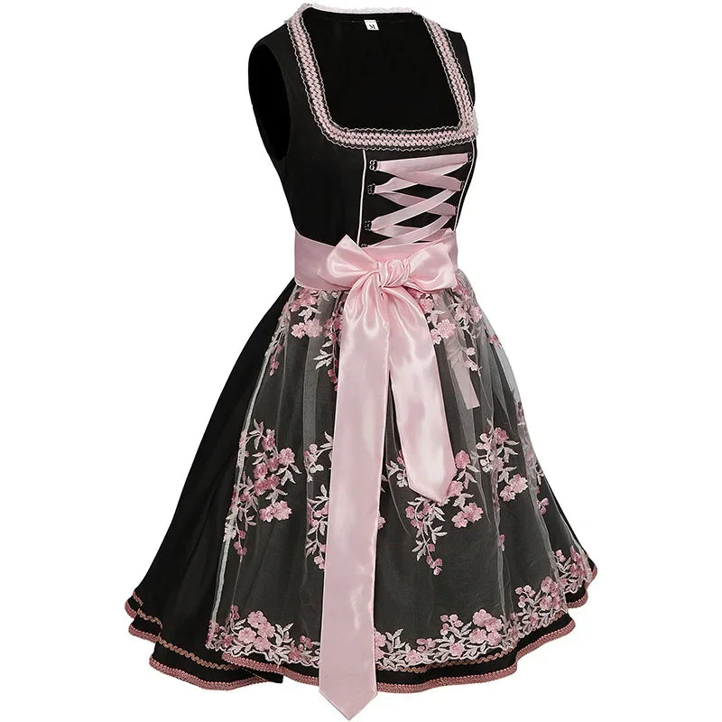 Damen Rosa Dirndlkleid Elegant – Oktoberfest Trachtenkleid für Festliche Anlässe