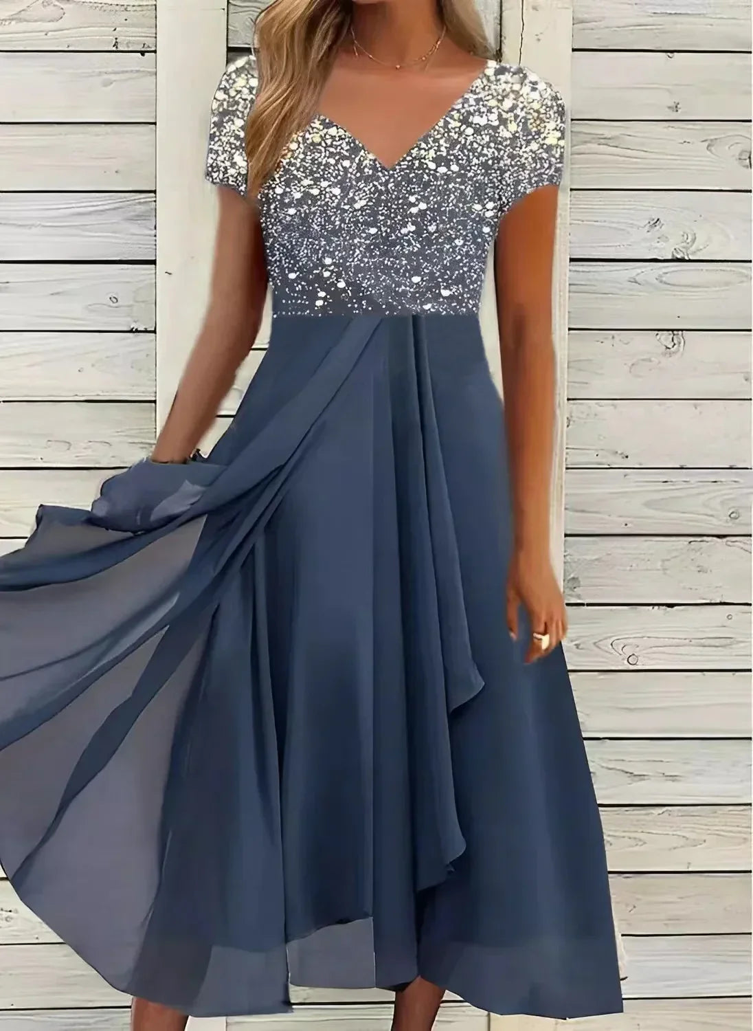 Elegantes Kleid Mit Blumendruck Für Damen | Midi & Femininer Stil Für Besondere Anlässe